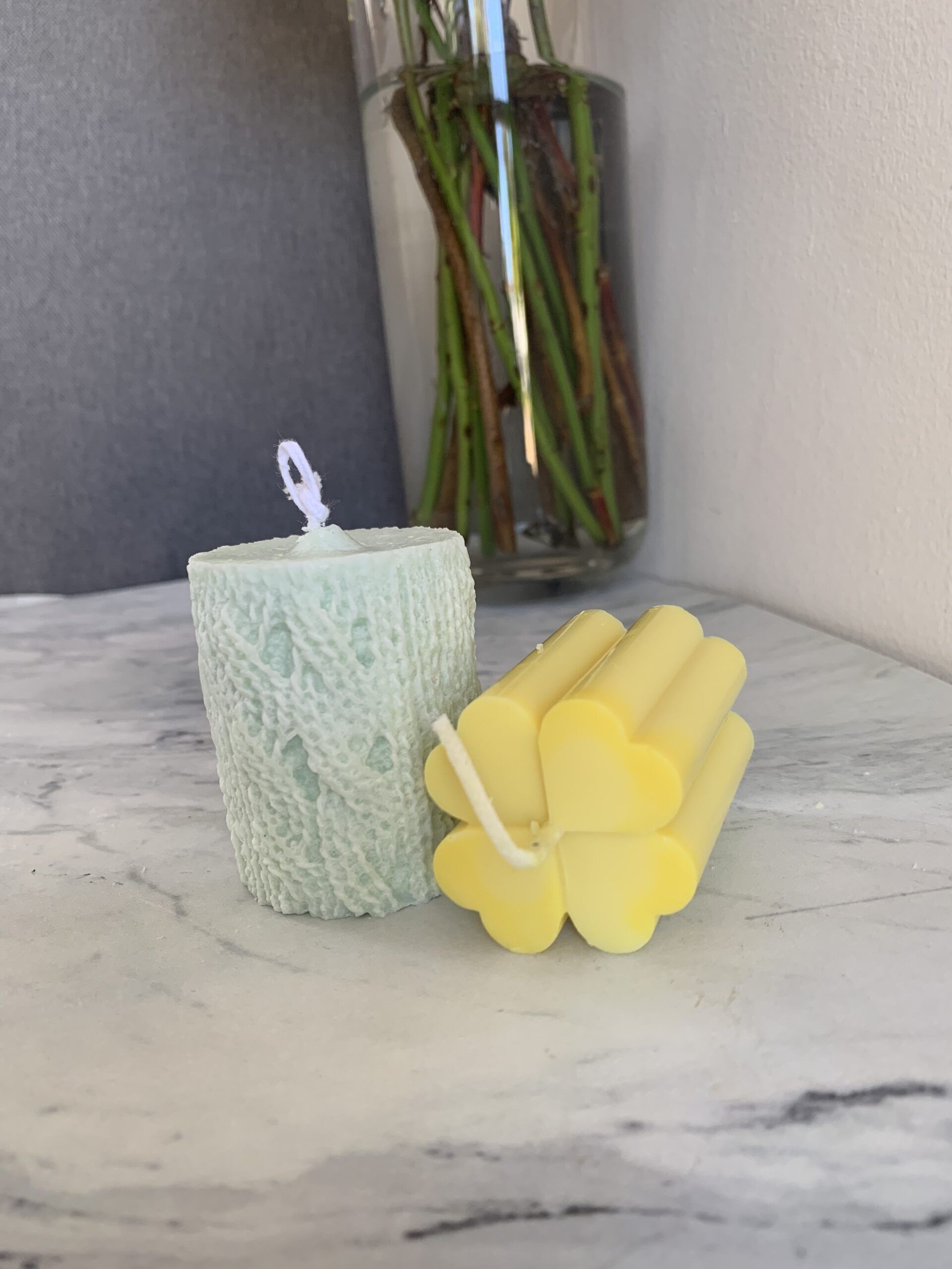 Flower Ribbed Pillar Candles - Image 3