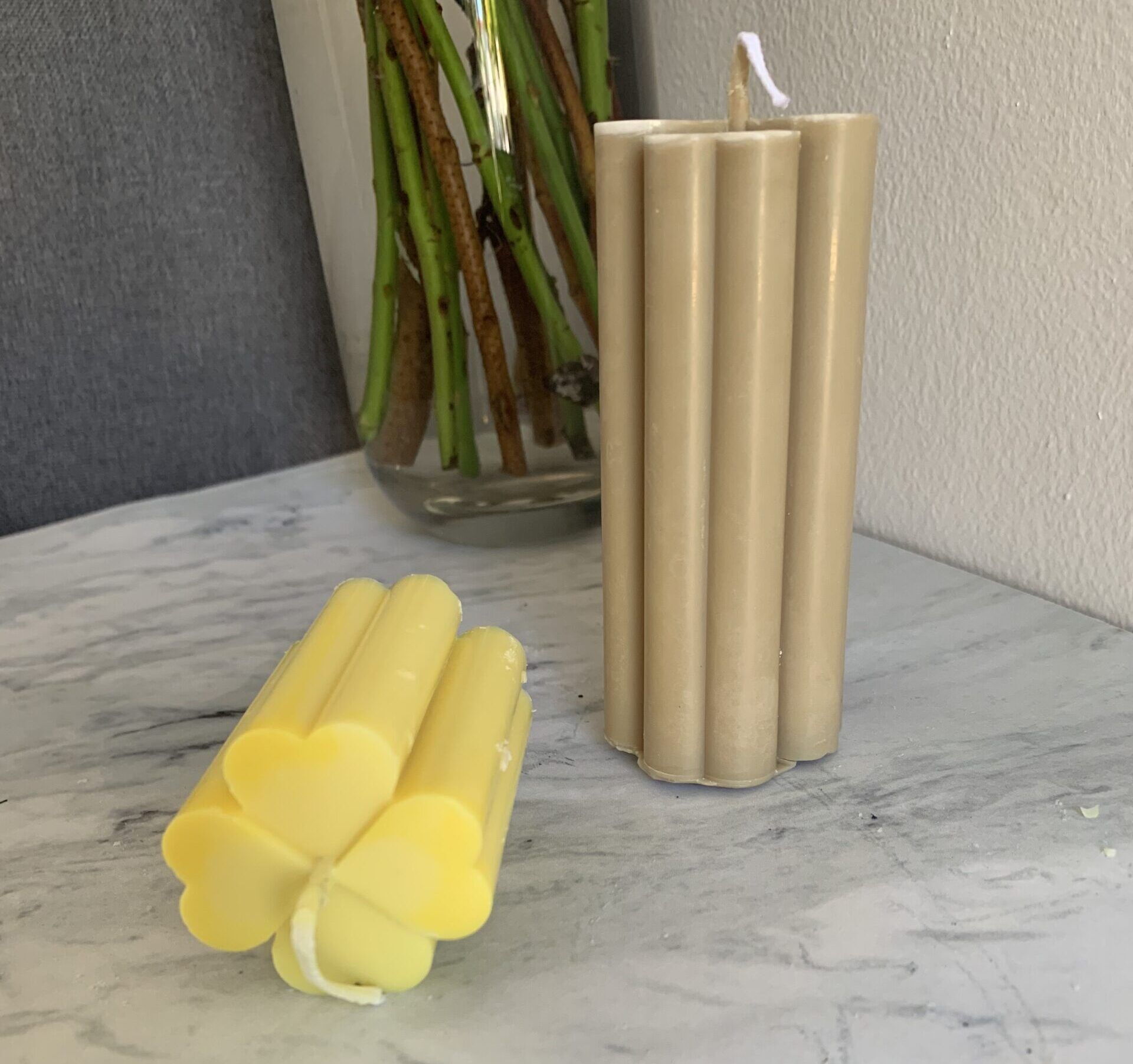 Flower Ribbed Pillar Candles - Image 2